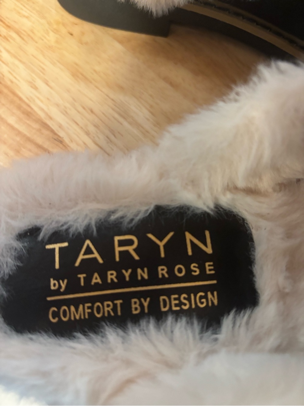 Taryn Rose Cream Fur-Trim Flats